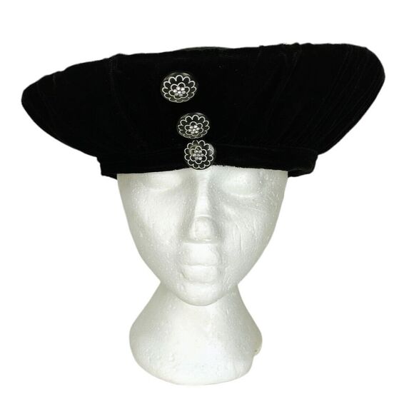 Vintage Deborah New York Black 100% Wool Velvet Fancy Church Derby Hat main image 9